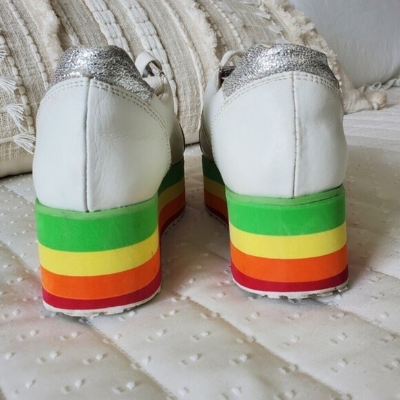 Very Volatile Rainbow Stripe Leather Platform Sneakers - Picture 6 of 13